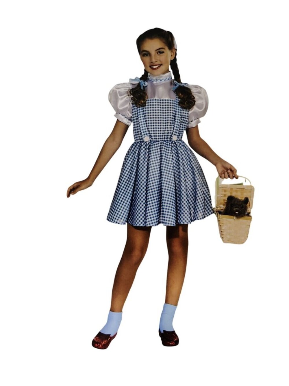 Wizard of Oz Dorothy Costume Girls XS 4 5 Gingham Dress Hair Bows Rubies NWT
